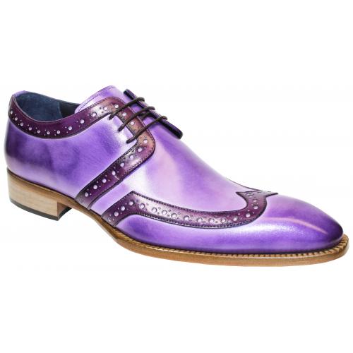Duca Di Matiste "Savona" Lavender / Purple Genuine Italian Calfskin Wingtip Lace-Up Shoes.